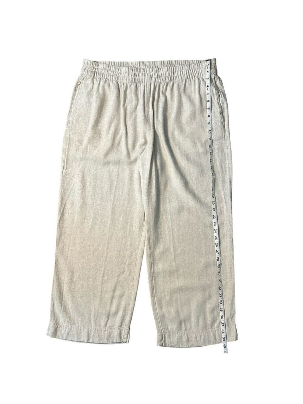 Old Navy High Rise Linen Blend Wide Leg Casual Comfort Waistband Pant Tan Sz XL - Picture 7 of 8